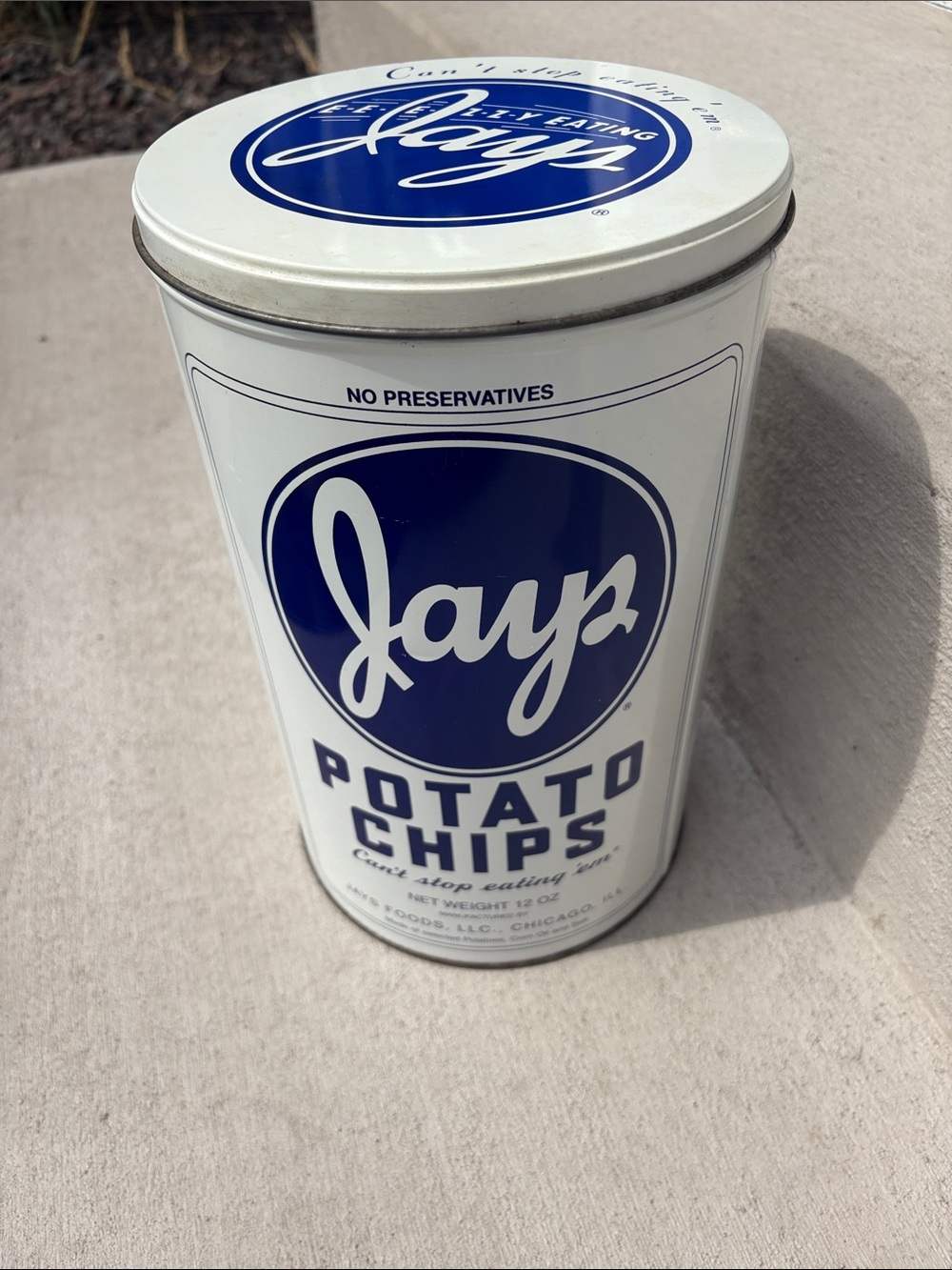 VTG 1986 Limited Edition Jays Potato Chips Tin Canister Chicago IL
